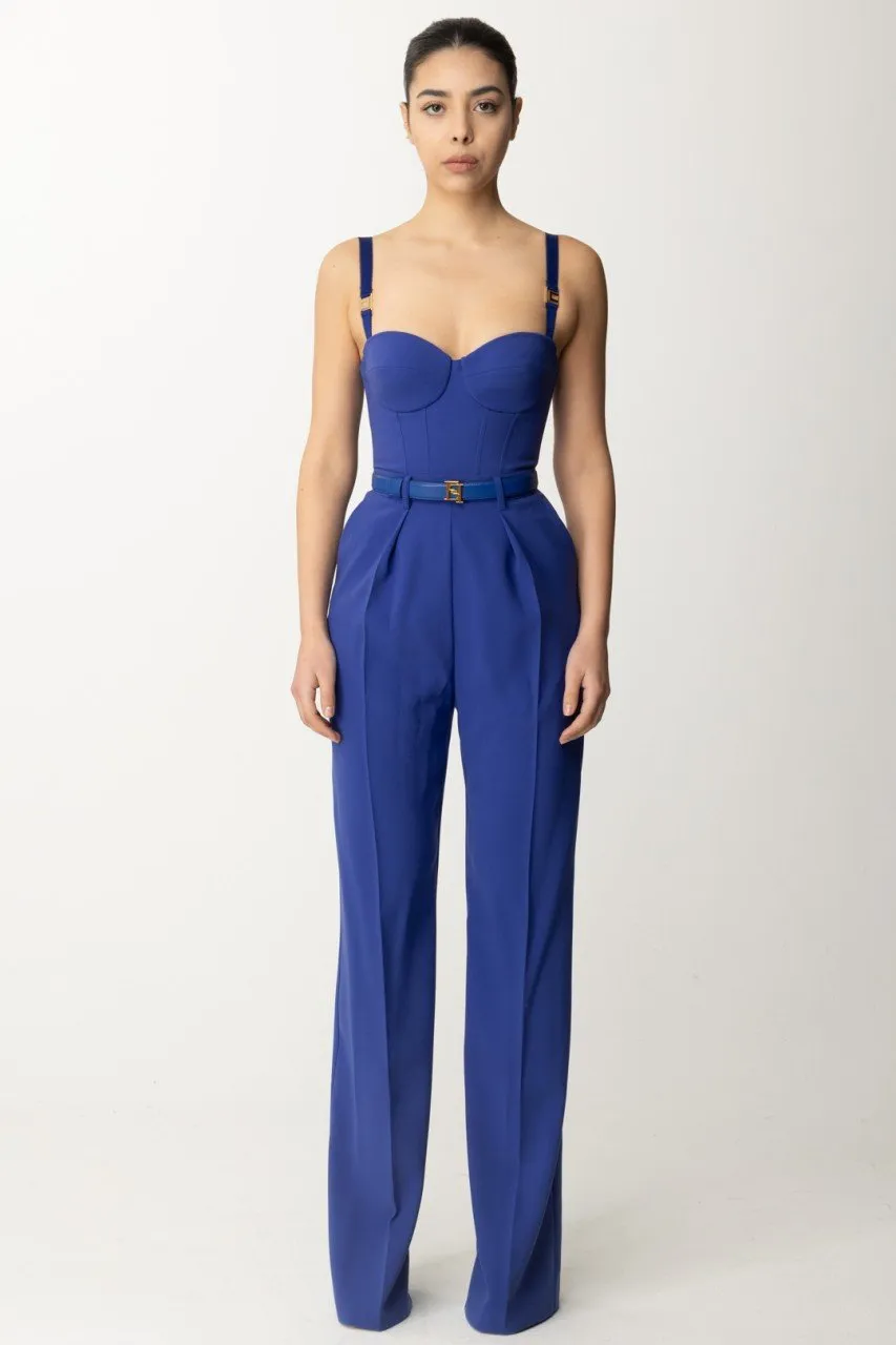 Tuta lunga bustier con cintura BLUE INDACO