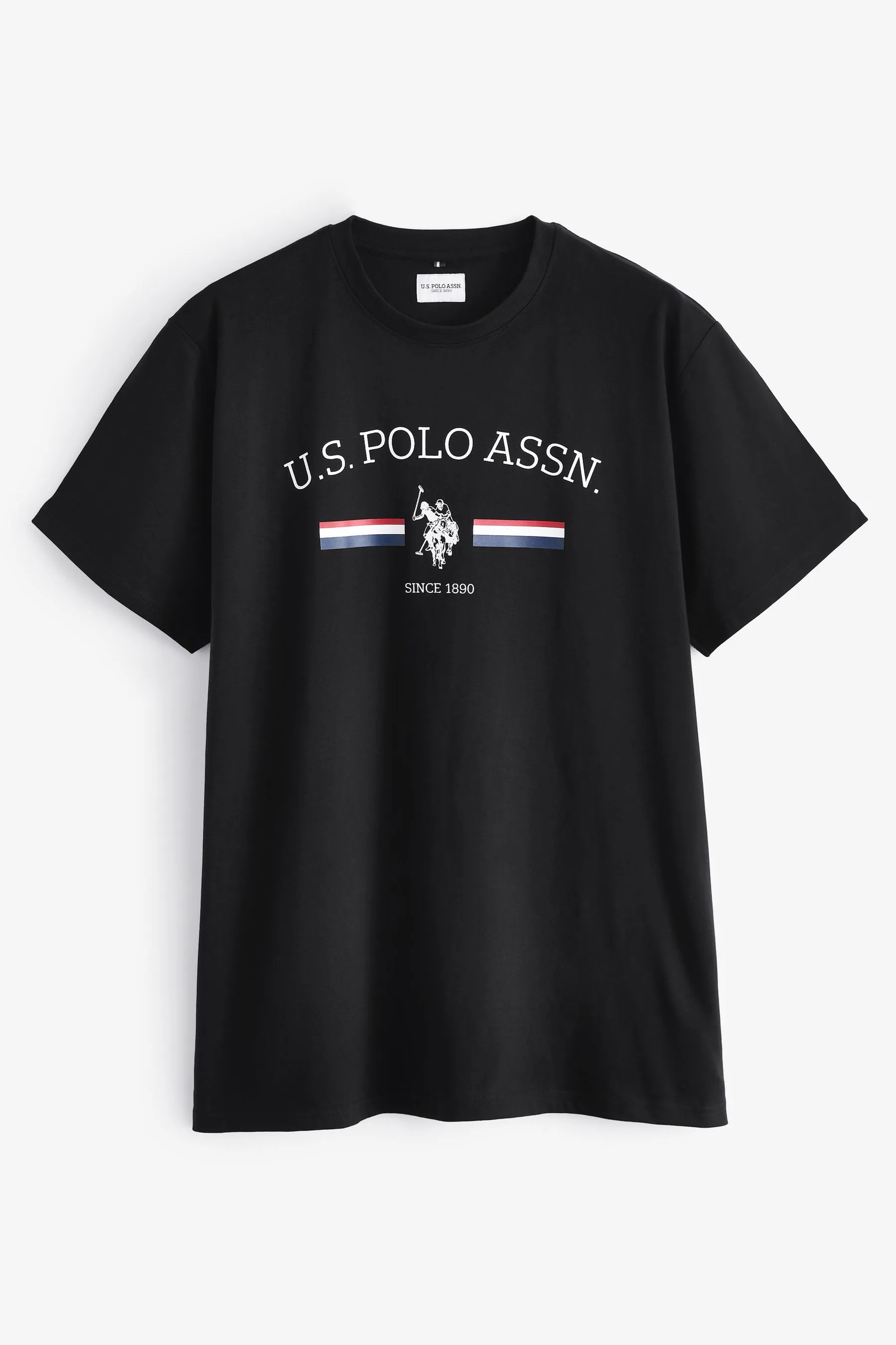 U.S. Polo Assn. Uomo - Nero con Tall A righe grandi e Tall A righe - Maglietta