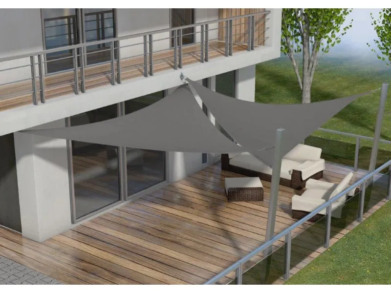 Vela ombreggiante LED triangolare 3,6x3,6x3,6 m grigio