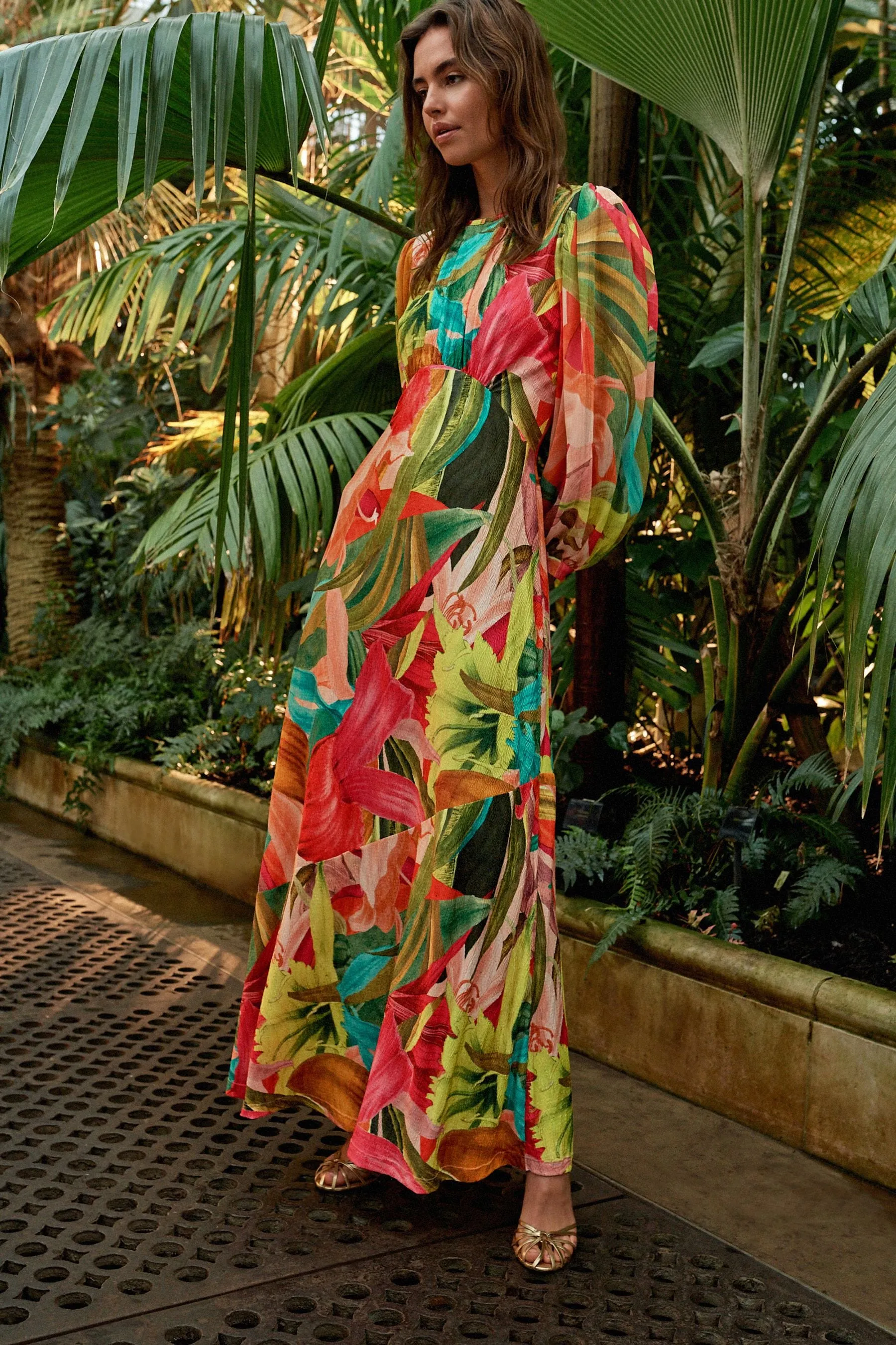 Vivace fantasia floreale  - Kew Collection - Manica lunga - Abito maxi