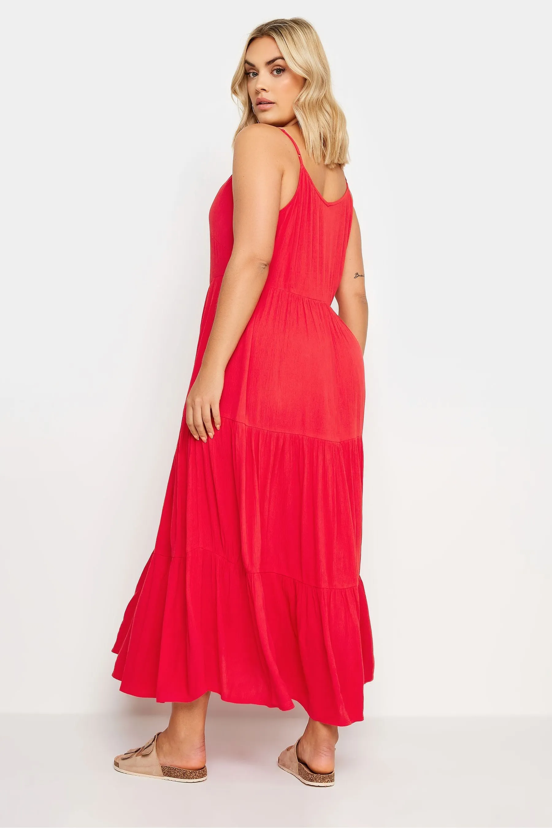 Yours Curve a balze - Abito maxi in tessuto stropicciato