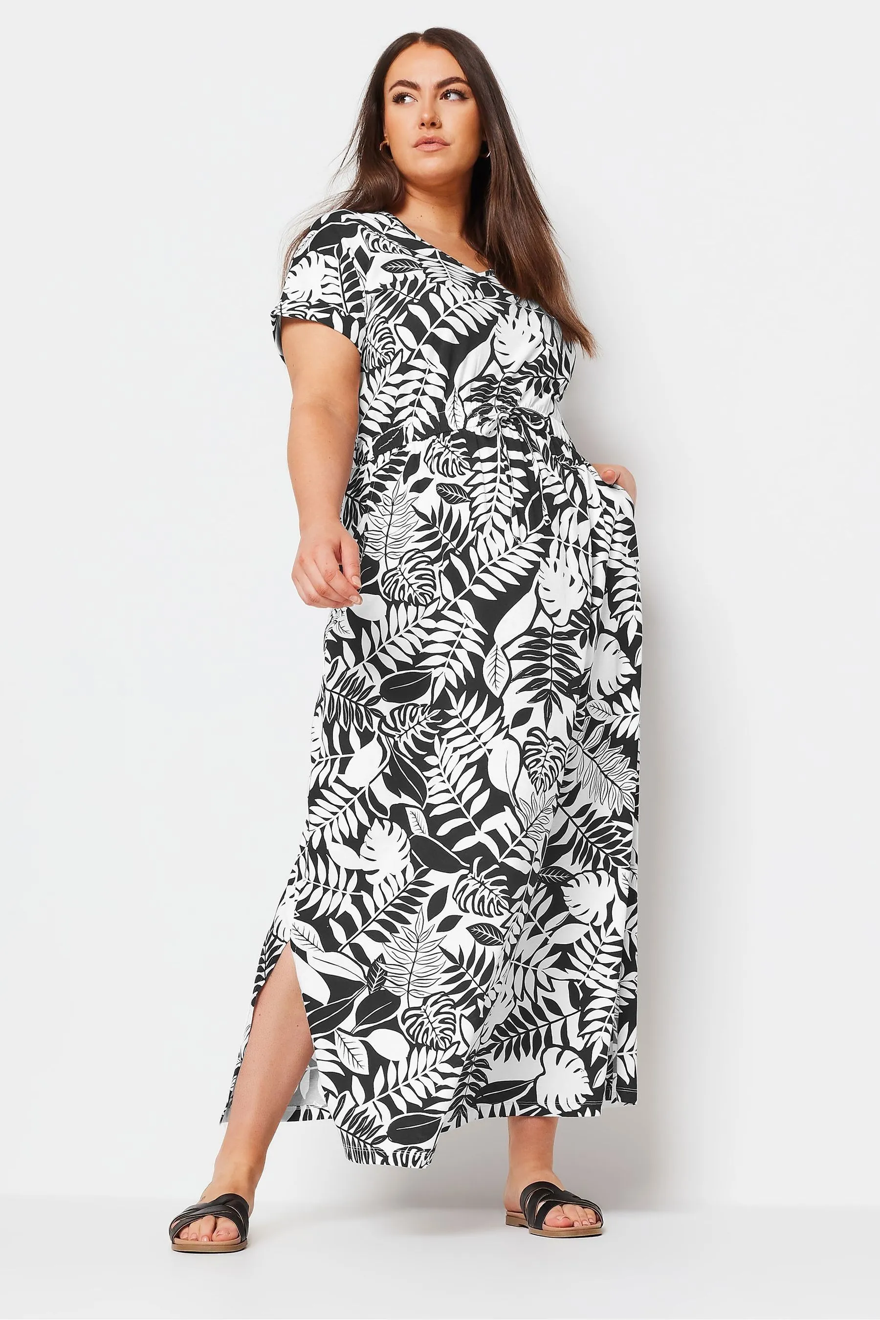 Yours Curve - Abito maxi con coulisse e spacco laterale