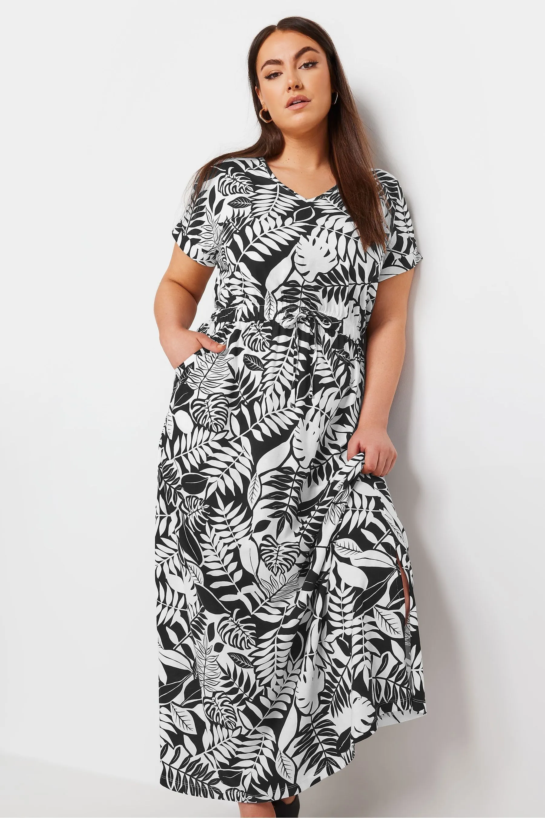Yours Curve - Abito maxi con coulisse e spacco laterale