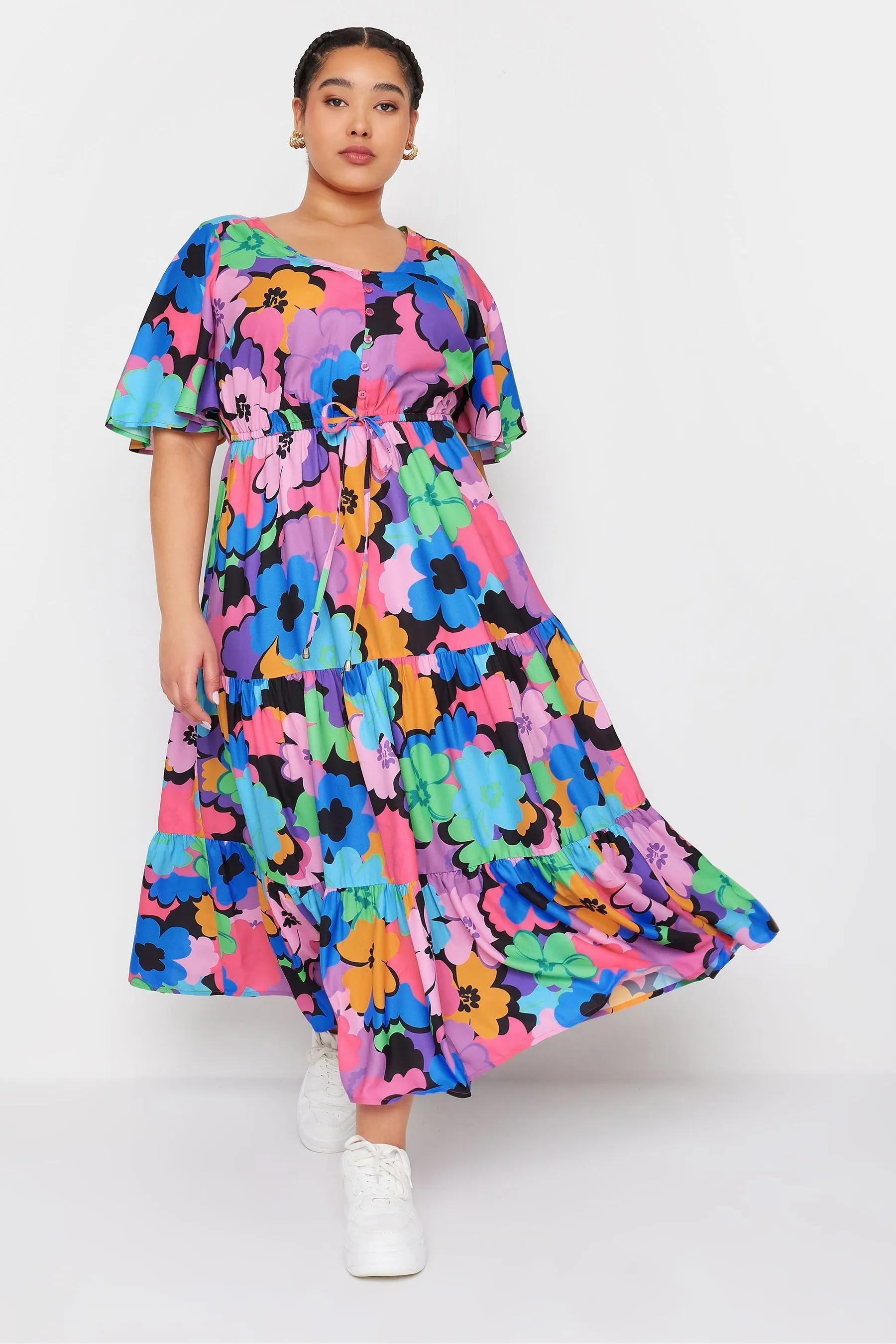 Yours Curve - Abito maxi con maniche a pipistrello