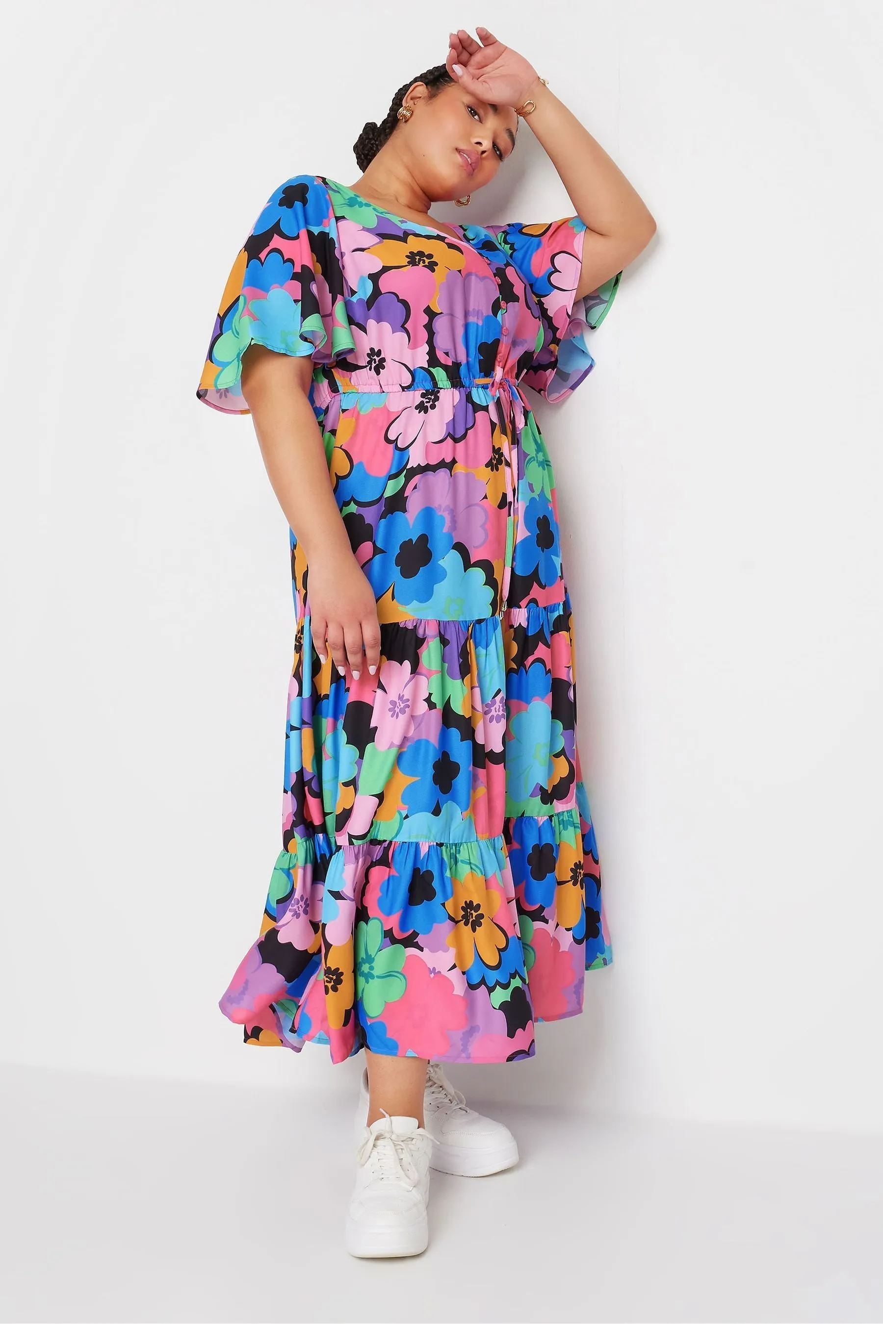 Yours Curve - Abito maxi con maniche a pipistrello