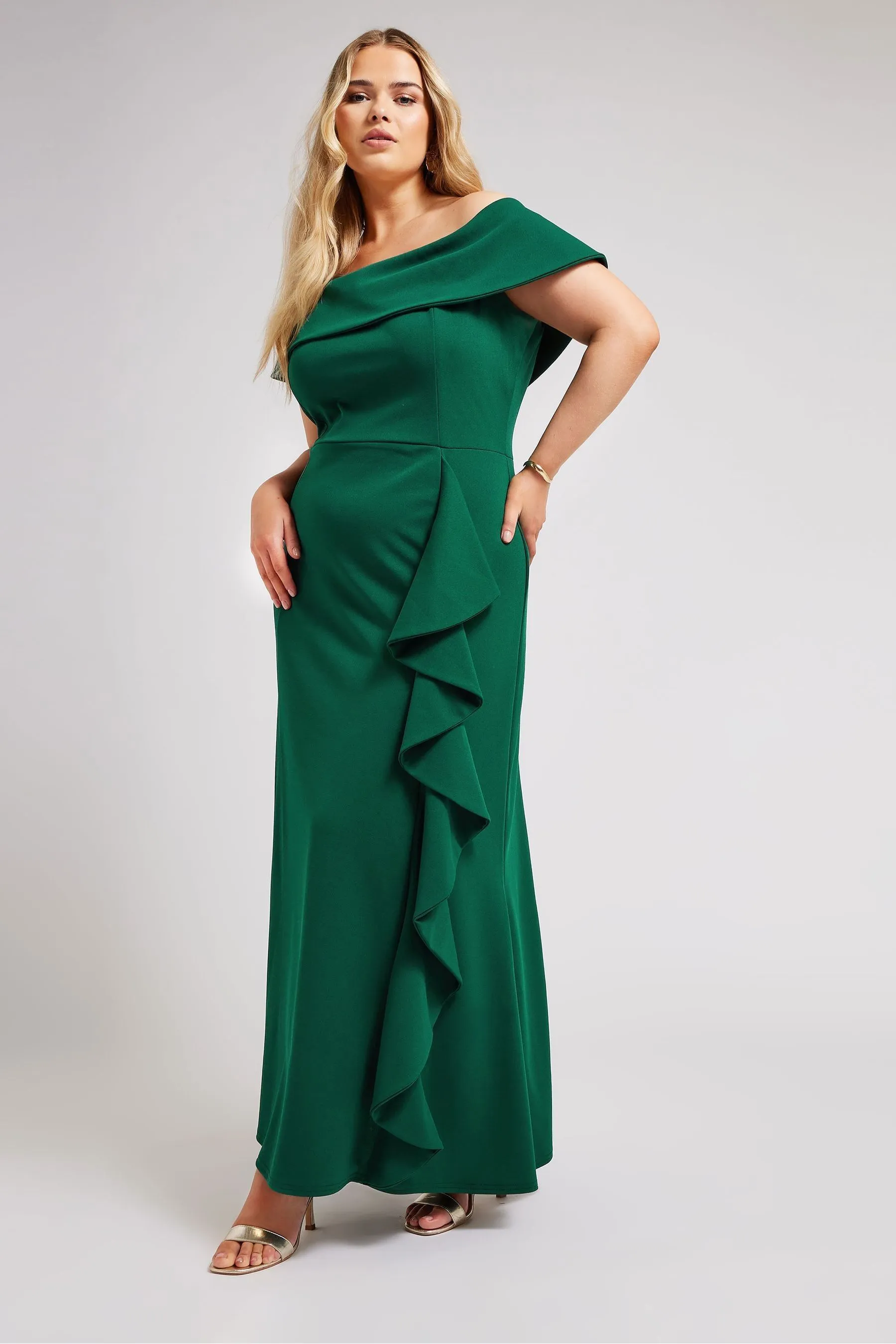 Yours Curve London - Ruches - Abito maxi con scollo alla Bardot