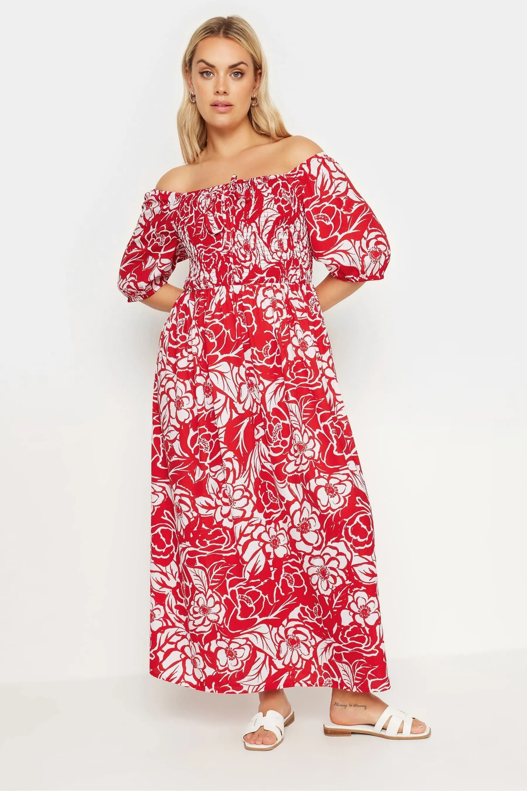 Yours Curve - Maxi arricciato  - Abito con scollo squadrato