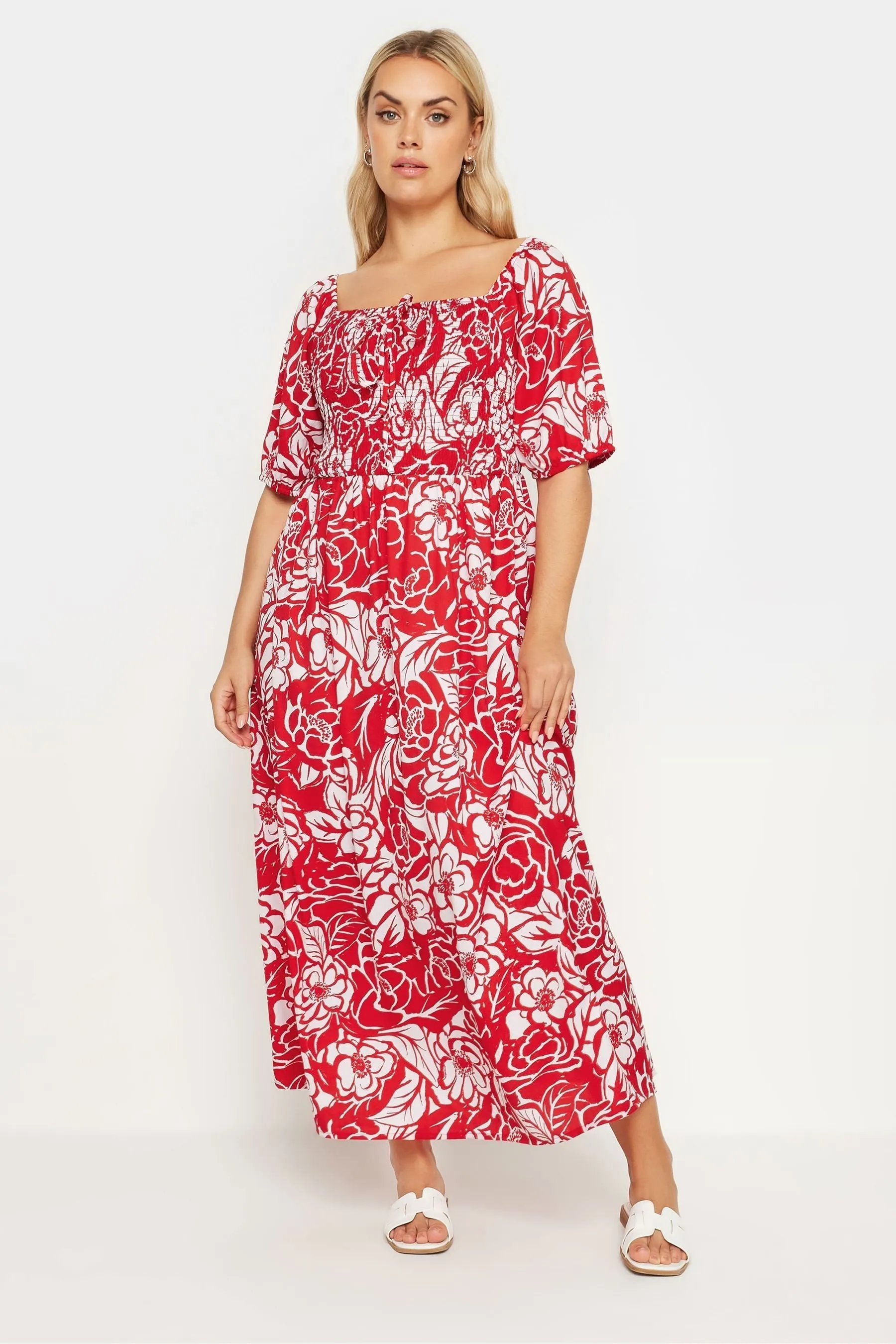 Yours Curve - Maxi arricciato  - Abito con scollo squadrato
