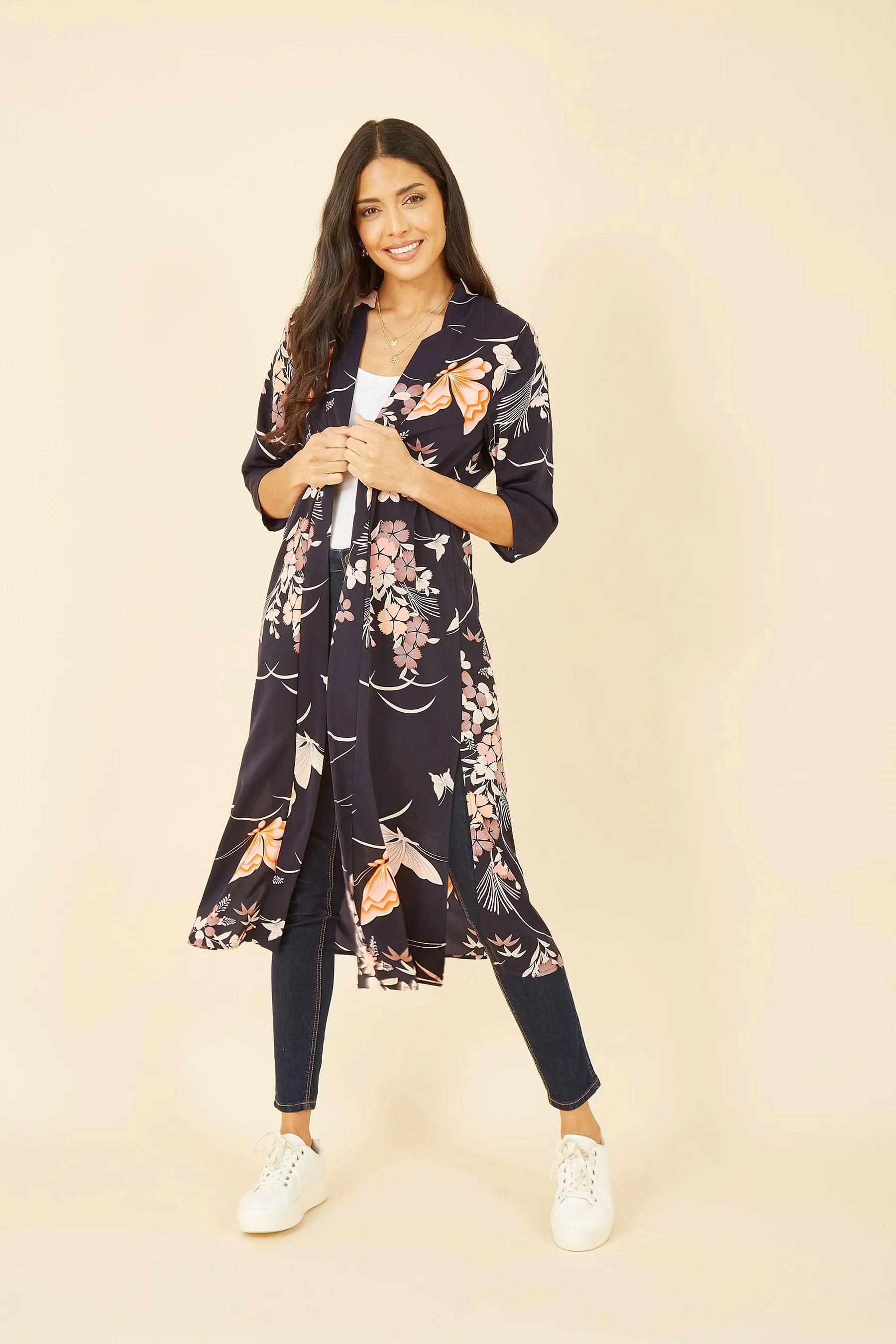 Yumi - Giacca a kimono lungo con Stampa e farfalle