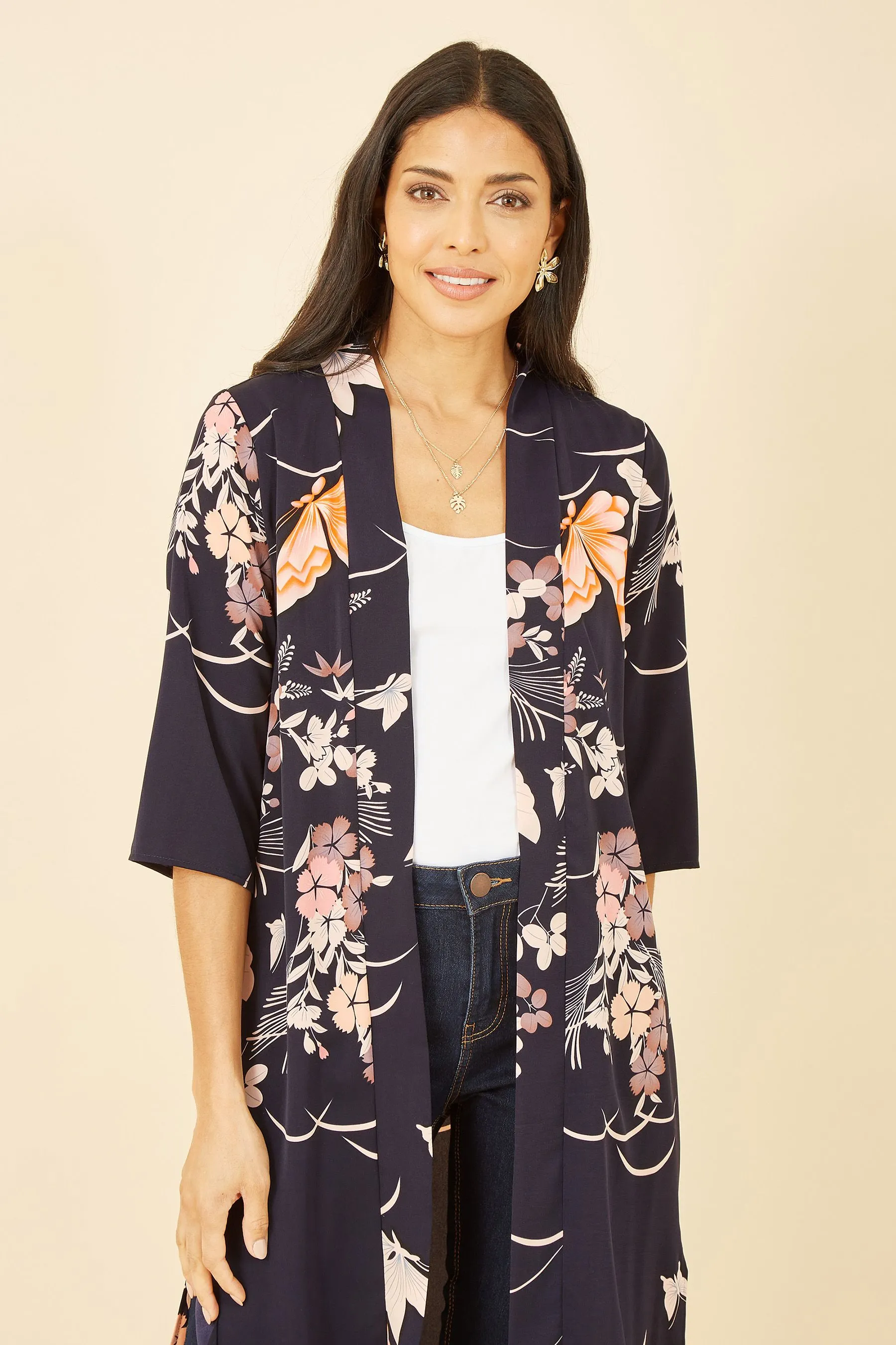 Yumi - Giacca a kimono lungo con Stampa e farfalle