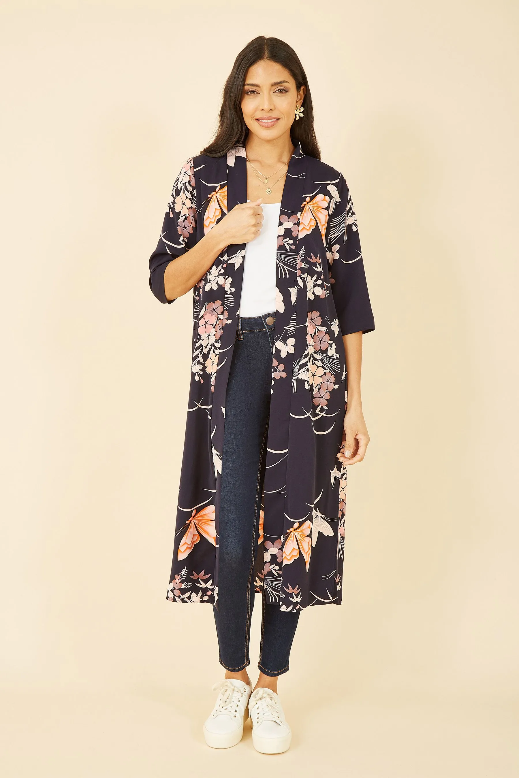 Yumi - Giacca a kimono lungo con Stampa e farfalle