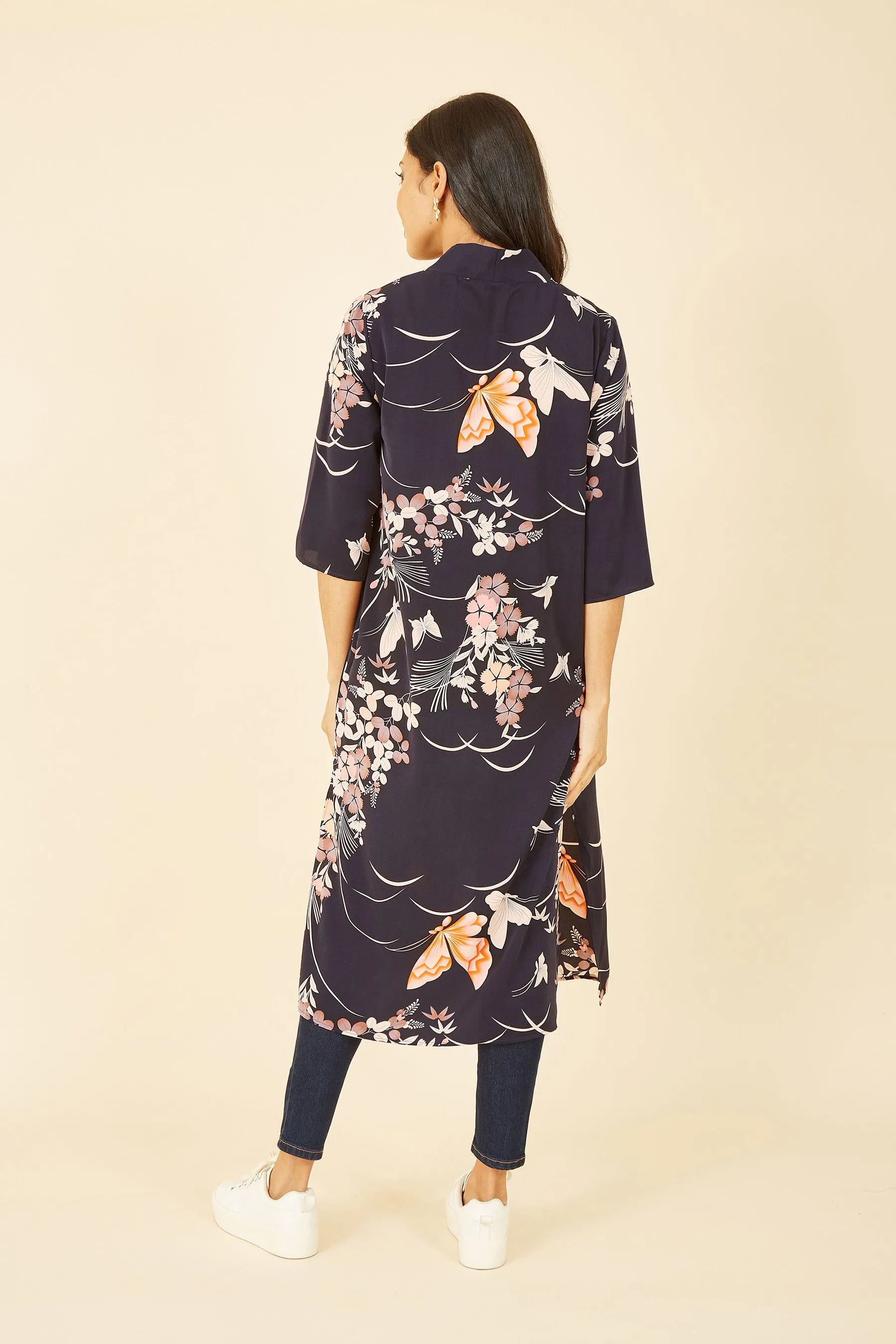 Yumi - Giacca a kimono lungo con Stampa e farfalle