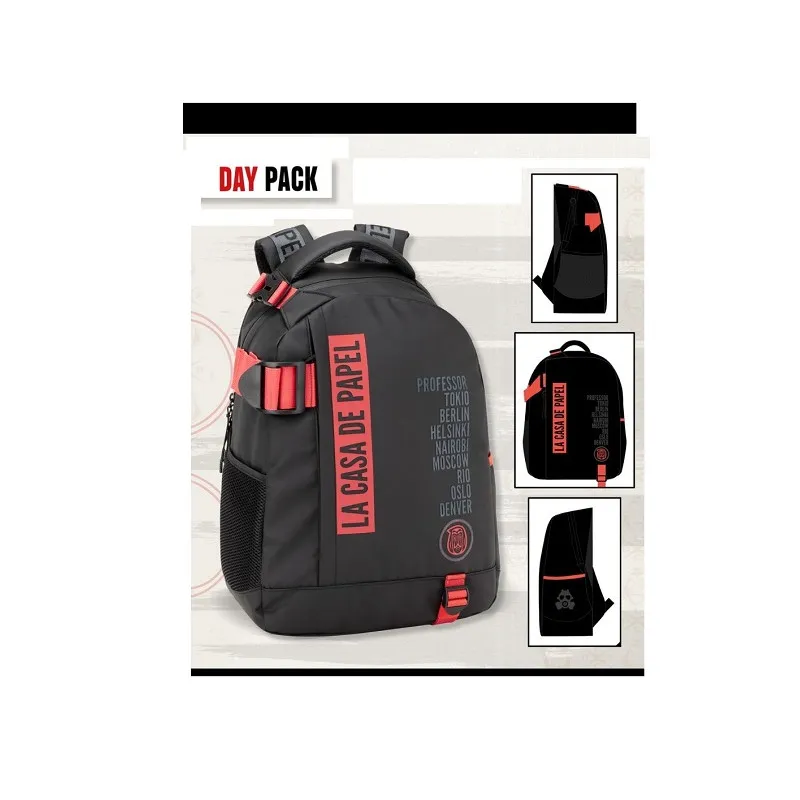 ZAINO DAYPACK LA CASA DE PAPEL 44X30X15CM ZAINO SCUOLA 1 ZIP +2 TASCHE C/ZIP ZAINO SCUOLA E TEMPO LIBERO. PANINI ITALY