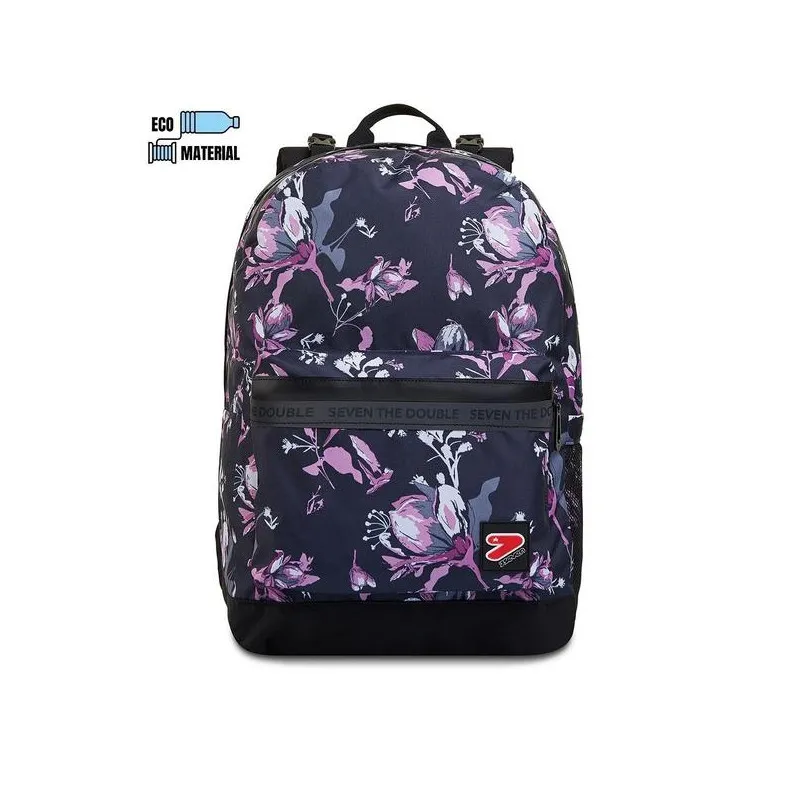 ZAINO SCUOLA SEVEN REVERSIBILE BACKPACK NICE BLOSSOM DOUBLE PROJECT 42X31X24CM 1ZIP +1 TASCA CON ZIP+P.BORRACC.GAR.4ANNI